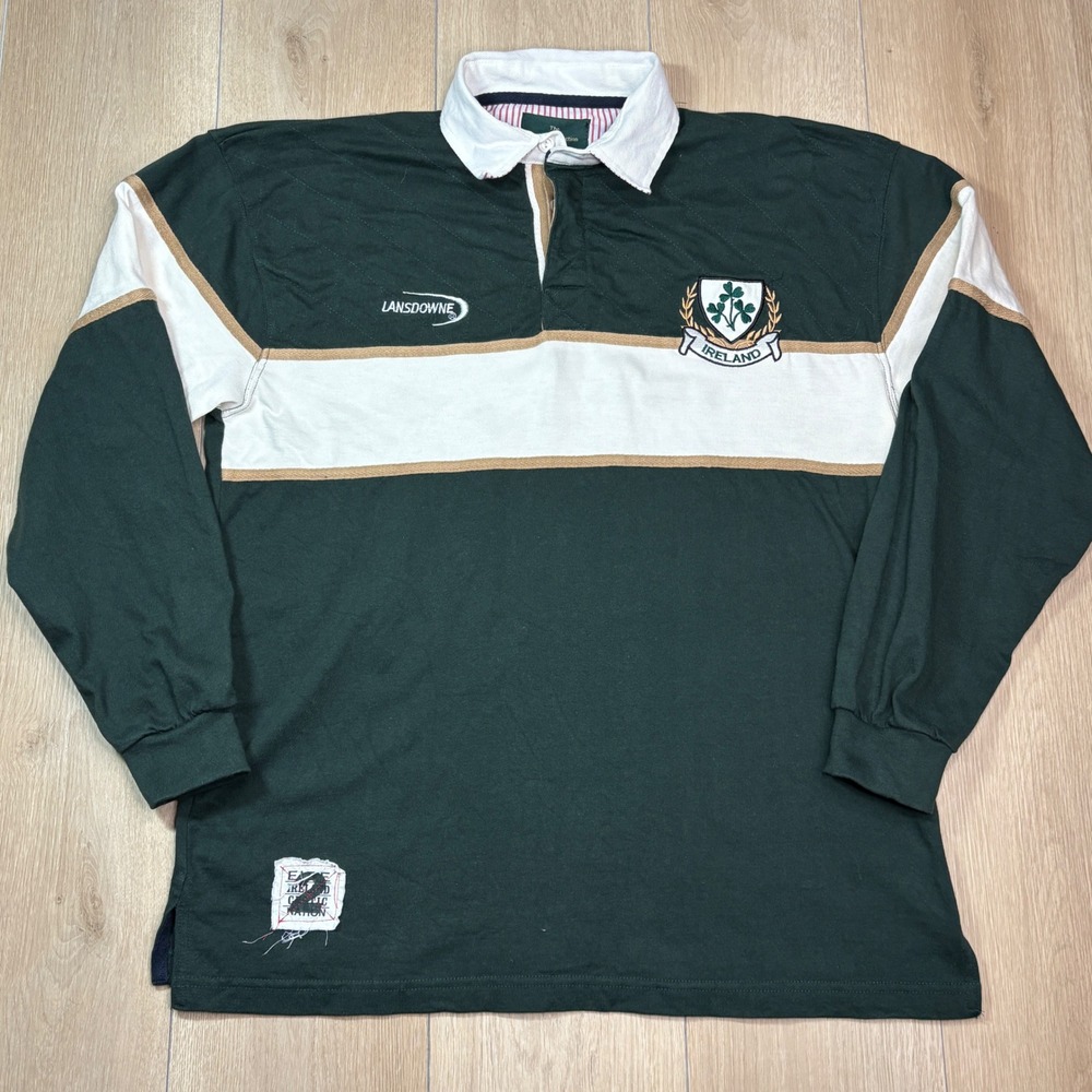 Lansdowne Ireland Rugby Shirt Mens Large Green Long Sleeve Heritage Collection